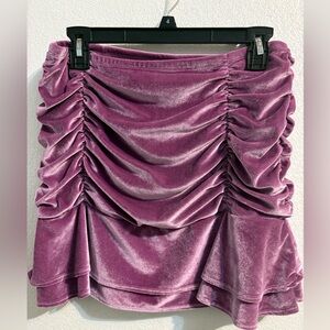Wild Fable Velvet Ruched Skirt in Purple